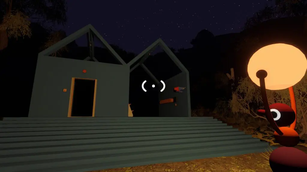 The blue house used for the five-symbol communication puzzle